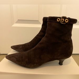 Car shoe original brown suede boots booties 35 Us5